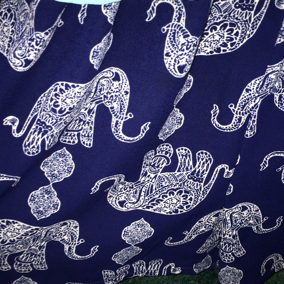 Teal blue & navy,white elephant printed romper - Picture 2 of 4
